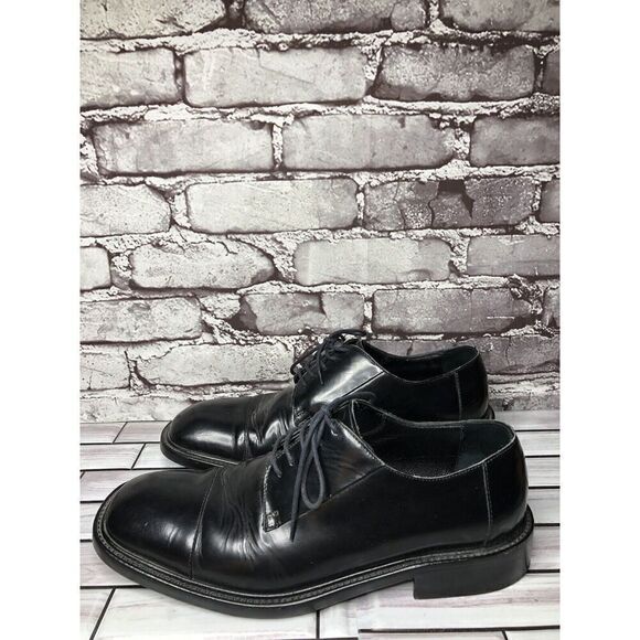 LAUDINO CACCIN Black Leather Cap Toe Oxfords Lace Dress Shoes Men Sz 9M US/42EU - Picture 10 of 16